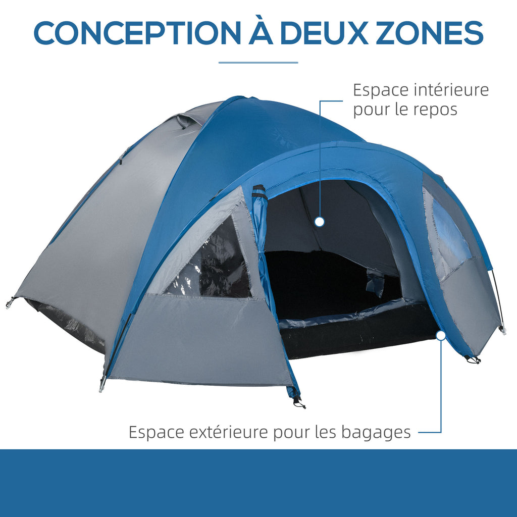 Tente de camping familiale 3 personnes tente dôme étanche légère, ventilée facile à monter double porte et-4