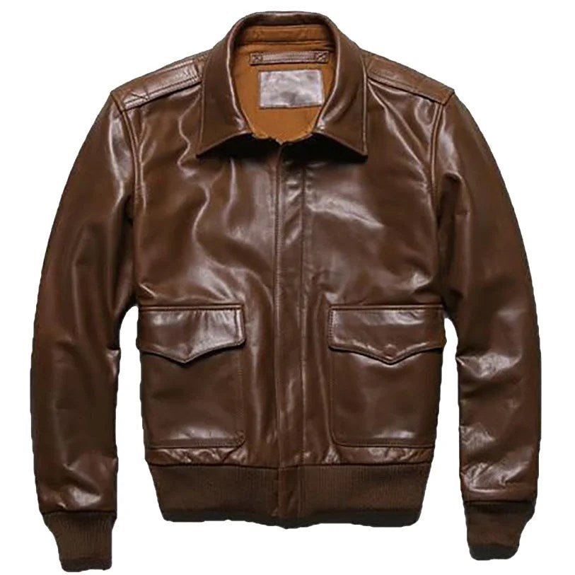 Wait On The Lord Printed Bomber Genuine Leather Jacket