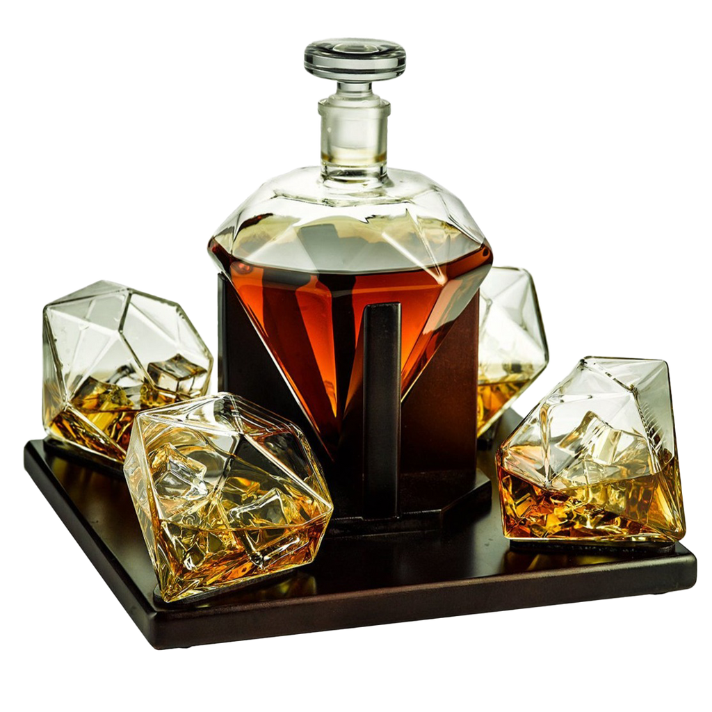 Diamond Decanter Set Premium Barware Gift Elegant Drinkware Collection-0