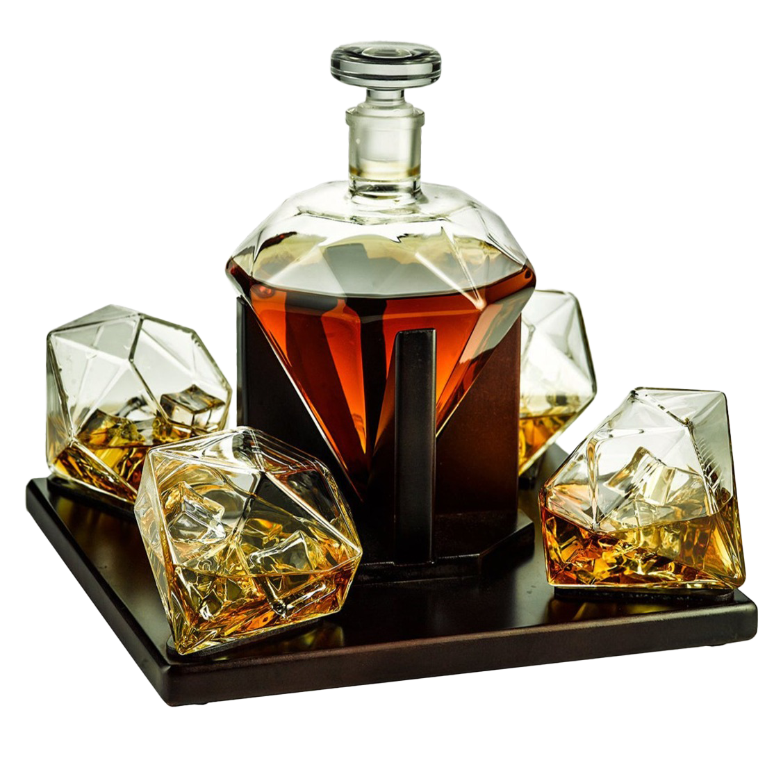 Diamond Decanter Set Premium Barware Gift Elegant Drinkware Collection-0