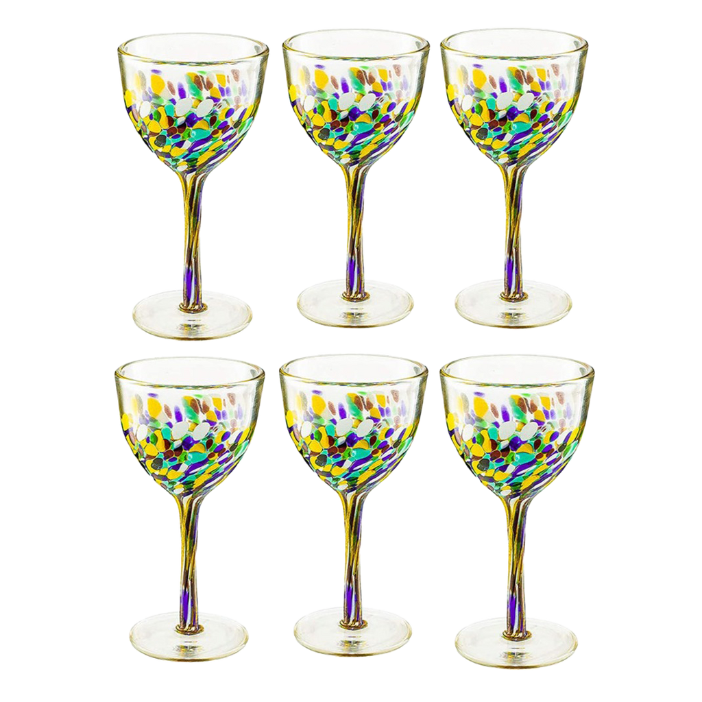 Pebble Confetti Mexican Luxury Hand Blown Wine Glasses Premium Barware Gift-0