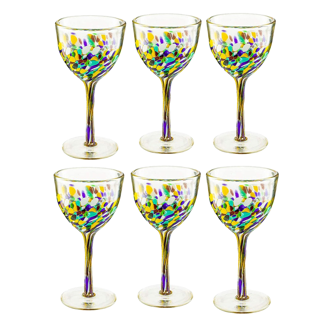 Pebble Confetti Mexican Luxury Hand Blown Wine Glasses Premium Barware Gift-0