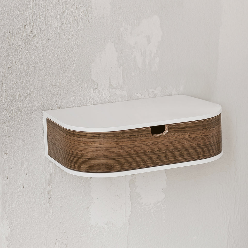 Minimalist Wooden Floating Shelf Drawer, Bedside Table, 4 Colors-7