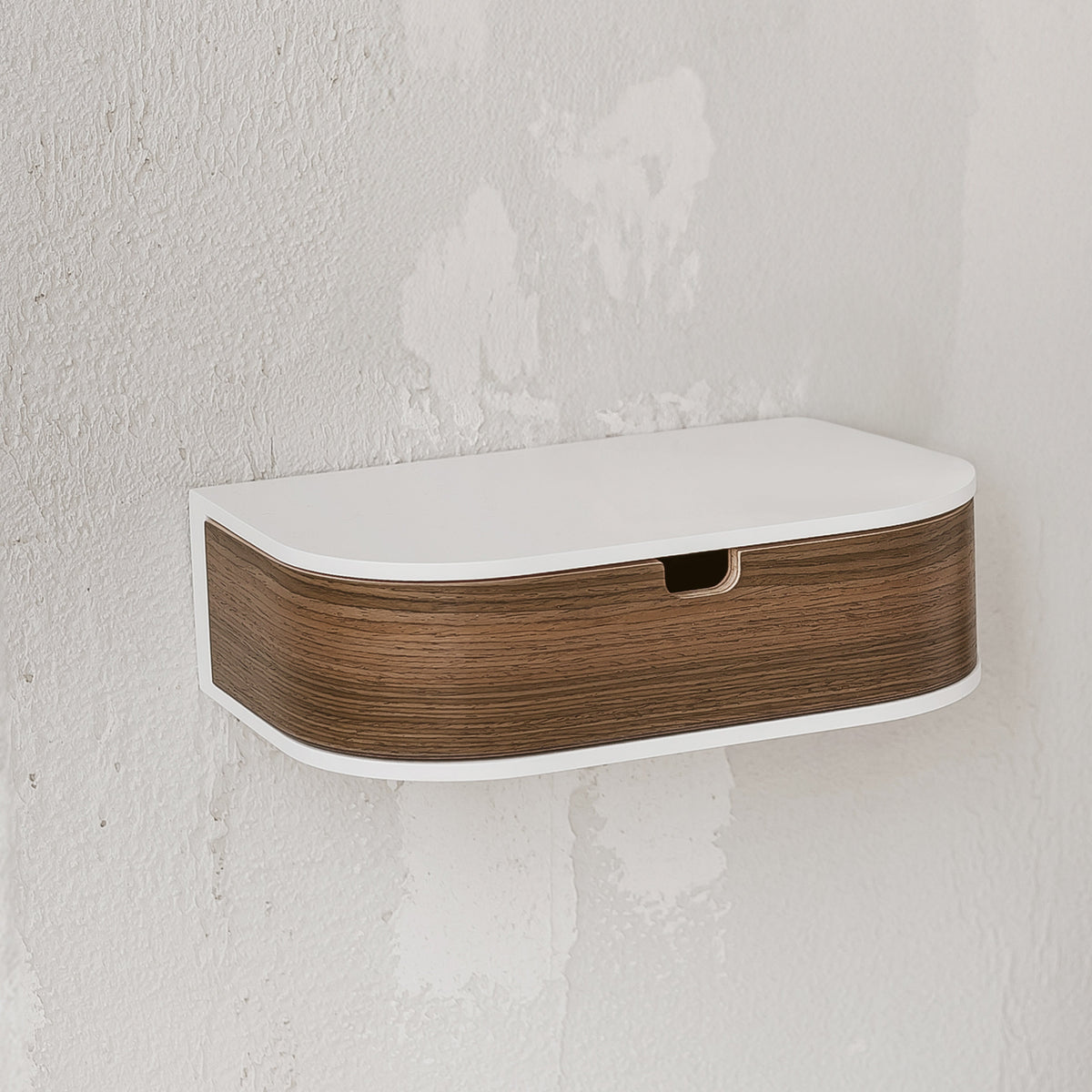 Minimalist Wooden Floating Shelf Drawer, Bedside Table, 4 Colors-7