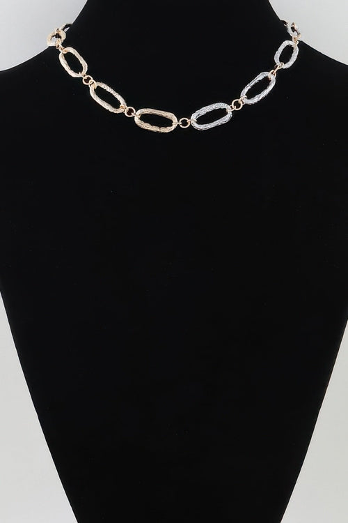 Hammered Two Toned Chain Necklace