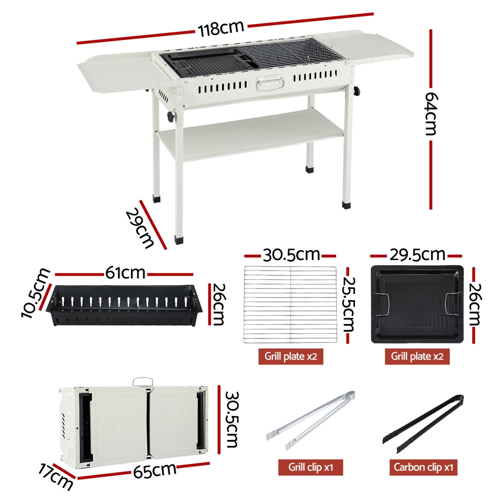 Grillz Portable BBQ Grill w/ Stainless Steel Racks & Pans for Outdoor-2