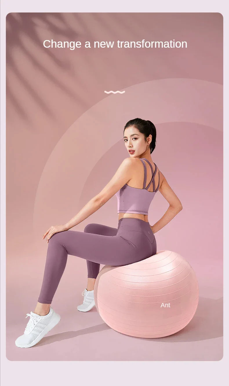 Yoga Ball Anti-Burst with Pump Stability & Balance-4