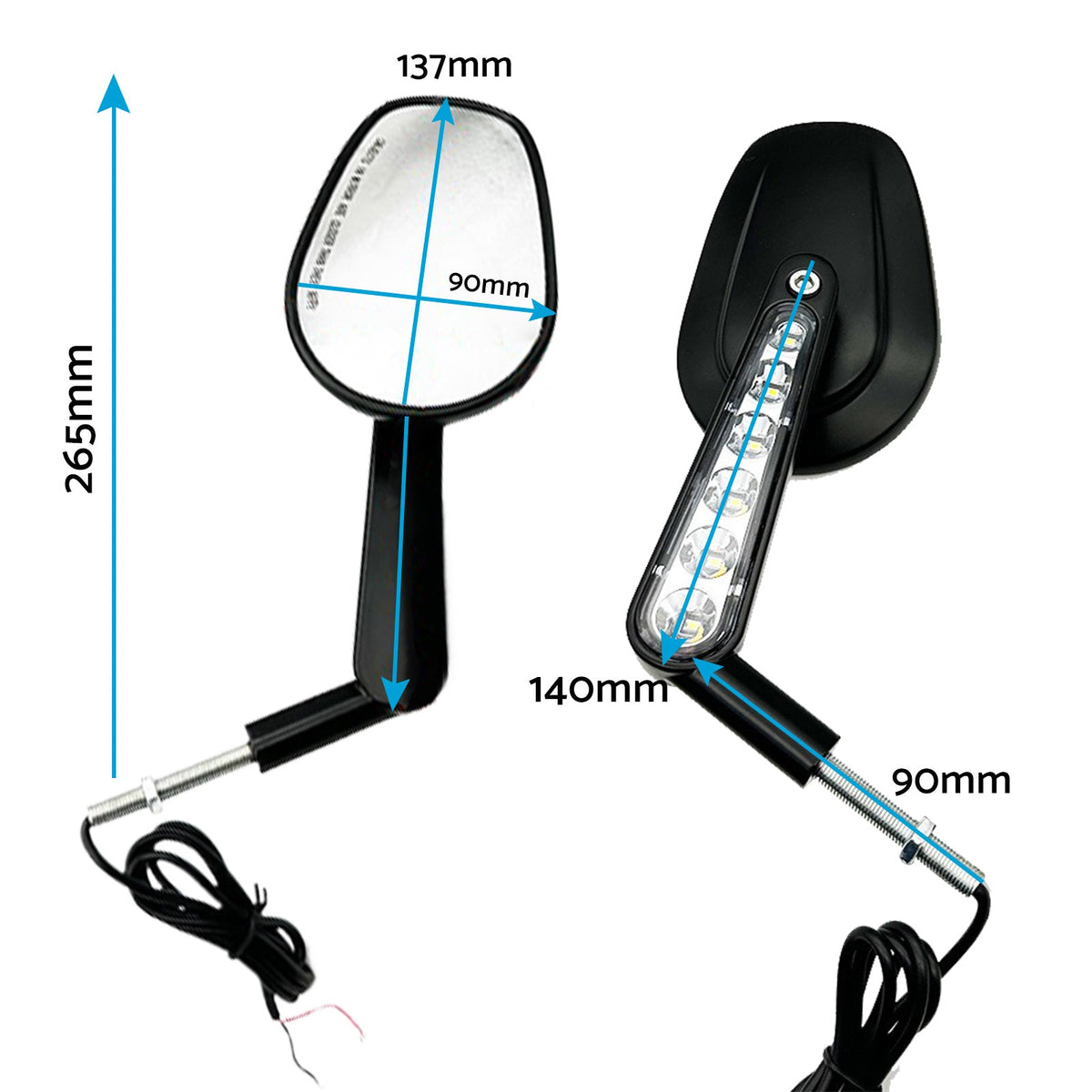 2x Rear View Mirrors LED Turn Signals Suitable for Harley V-Rod VRSCF-1