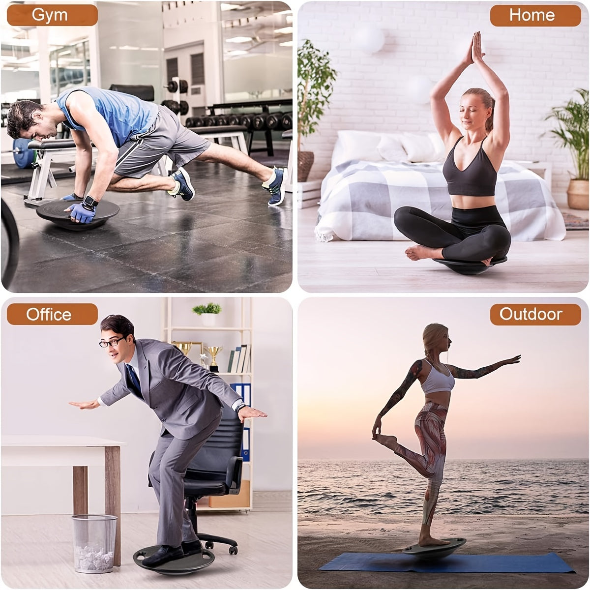1pc Balance Board - Non-Slip Exercise Trainer(Black)-3