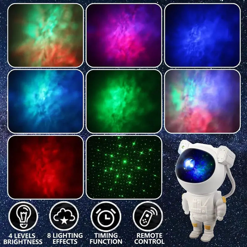 Astronautlampa med stjärnhimmel och fjärrkontroll