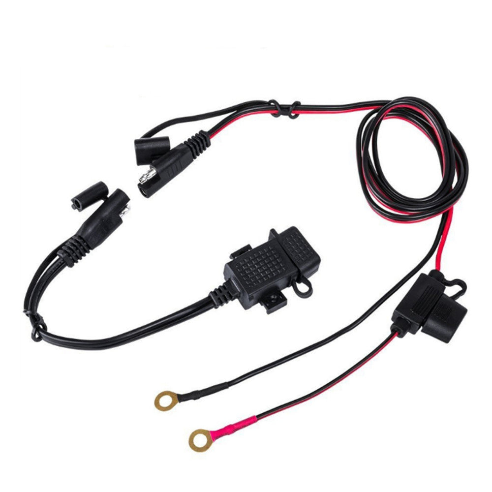 2PCS Waterproof Motorcycle Bike SAE to USB Charger Cable Adapter for GPS Phone-2