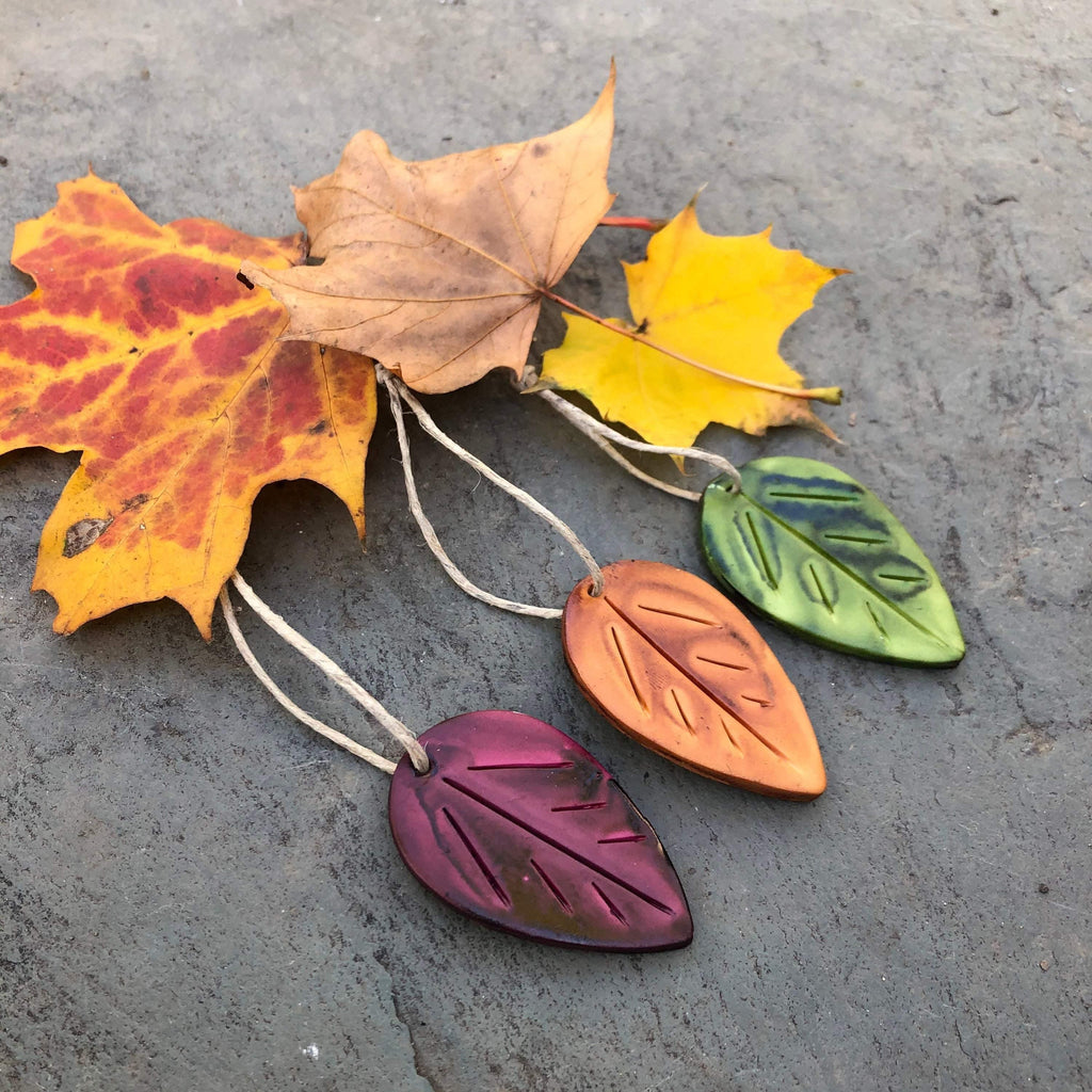 Autumn Leaf Ornaments, Rustic Fall Décor or Christmas Tree Decoration-0