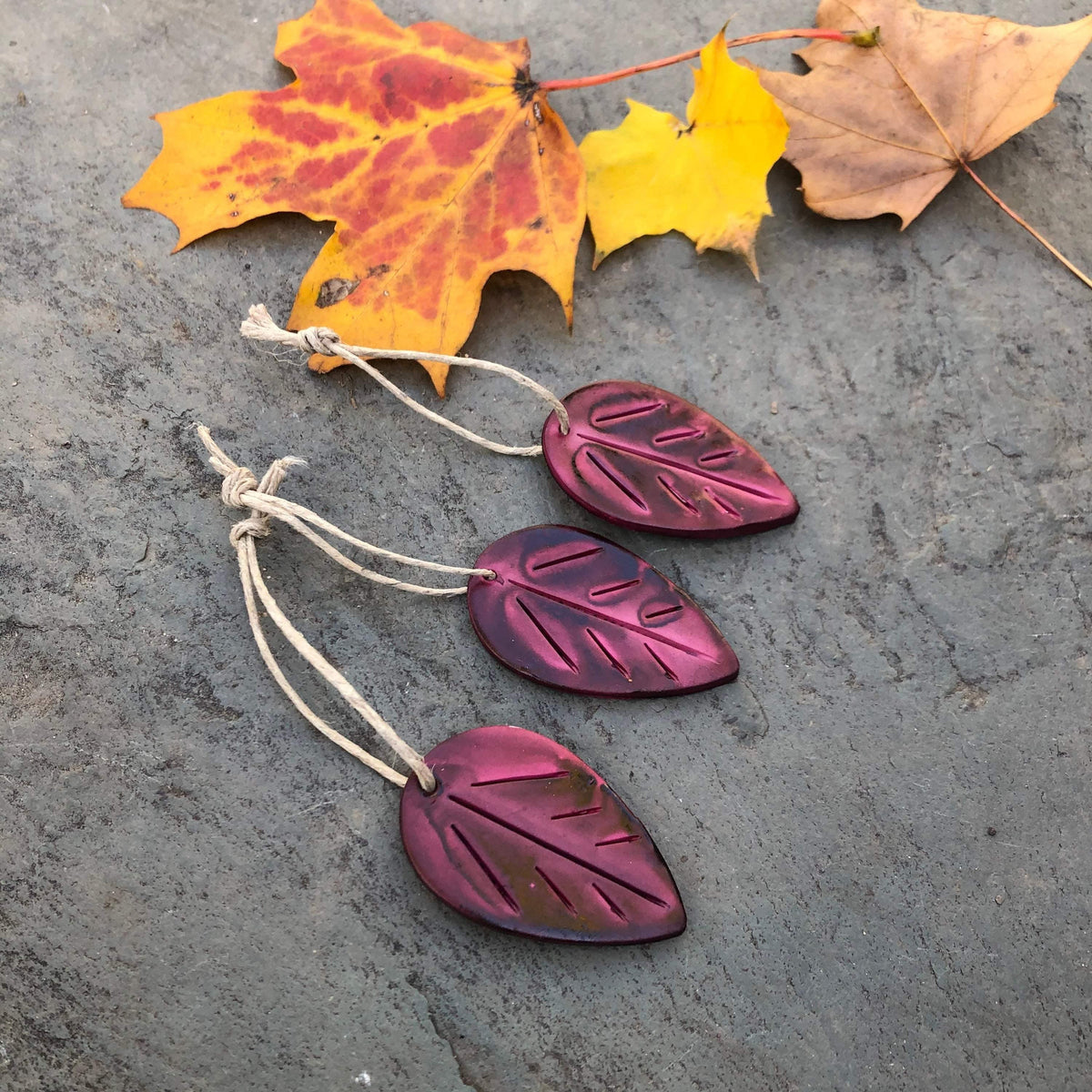 Autumn Leaf Ornaments, Rustic Fall Décor or Christmas Tree Decoration-2