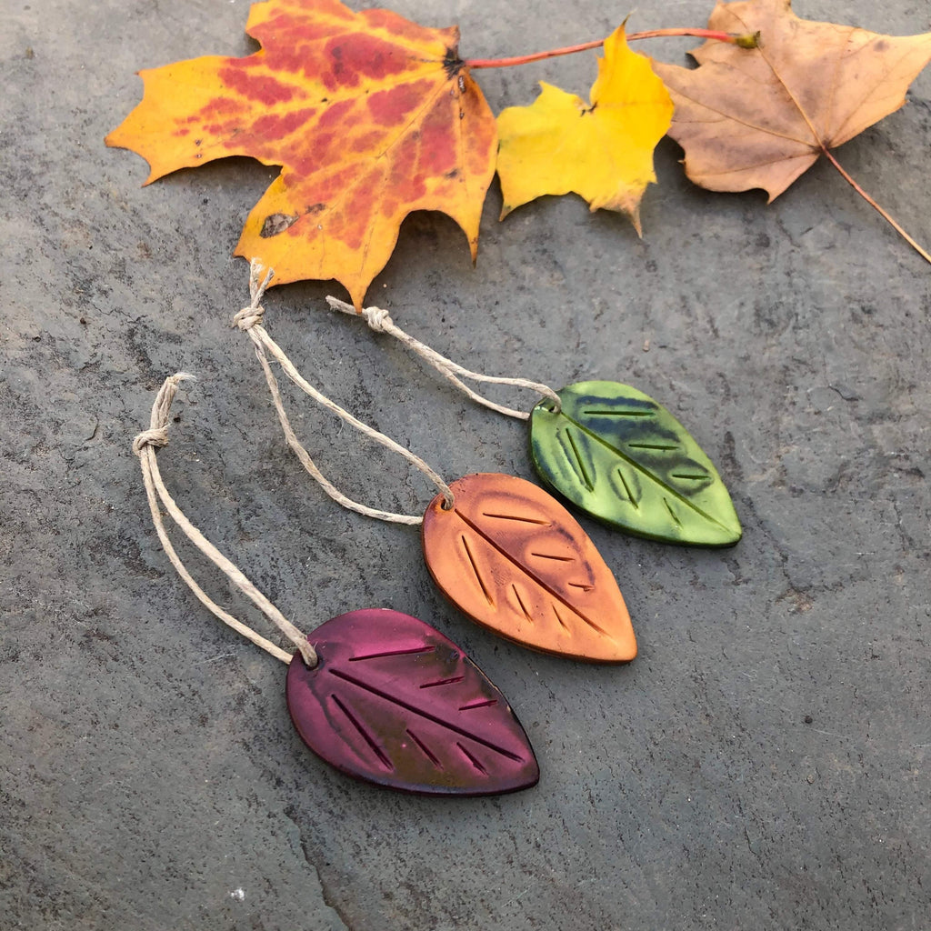 Autumn Leaf Ornaments, Rustic Fall Décor or Christmas Tree Decoration-3