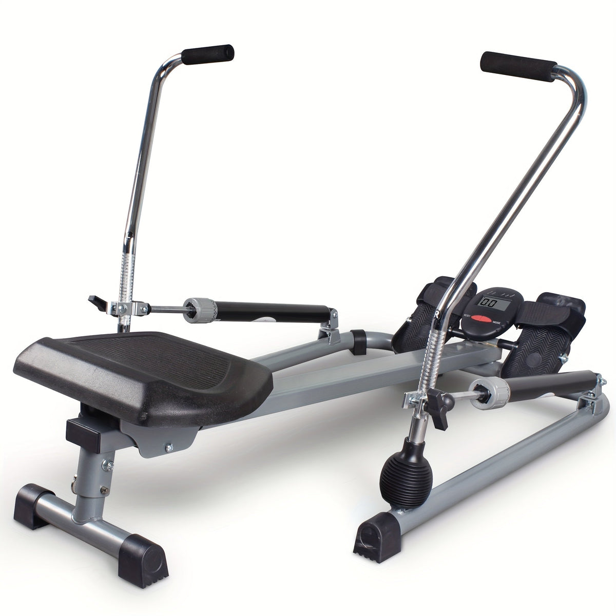 Foldable Rowing Machine with LCD Monitor - Fitness Trainer(Grey)-0