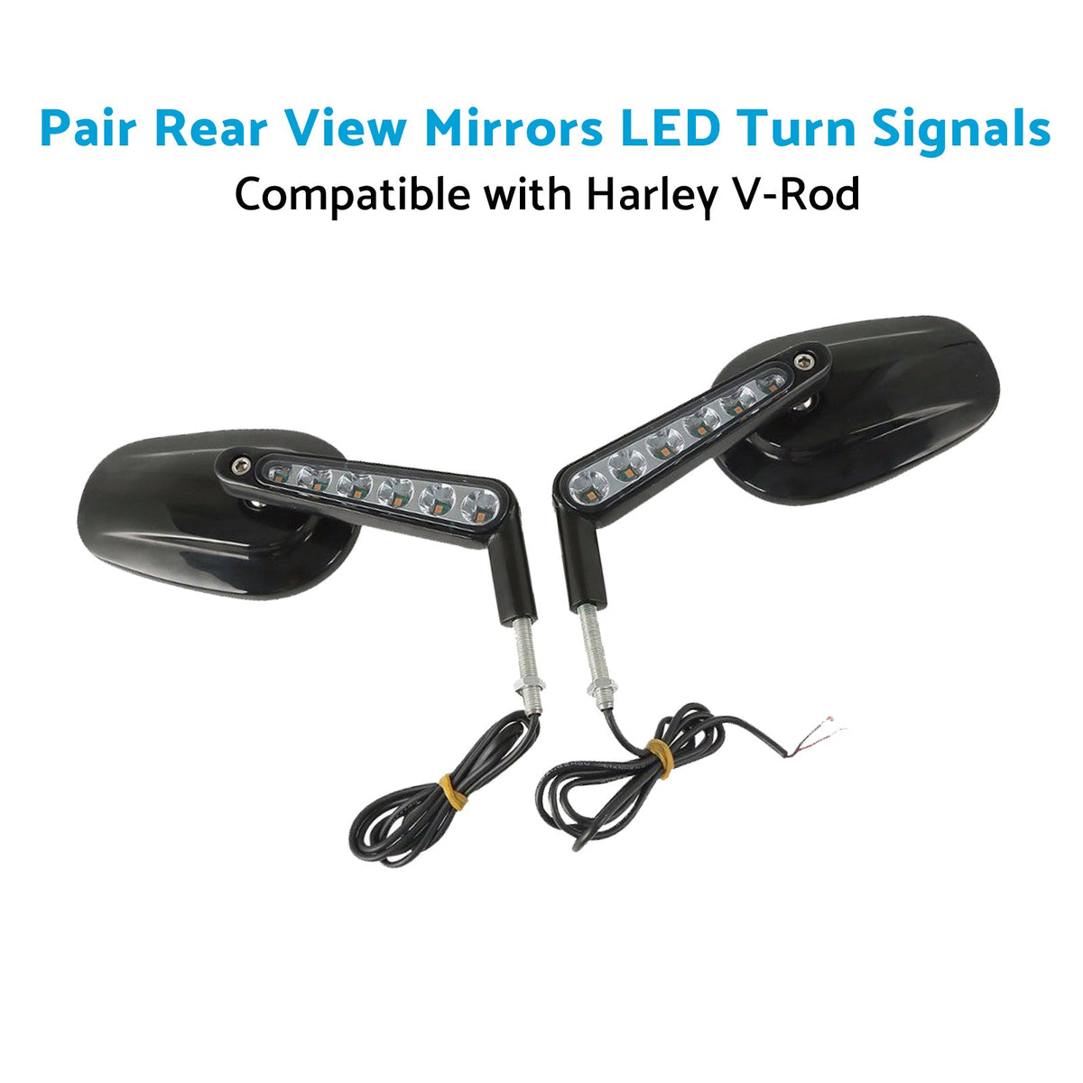 2x Rear View Mirrors LED Turn Signals Suitable for Harley V-Rod VRSCF-2