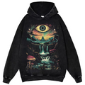 Vintage Washed Cotton Dark Fantasy Forest Eye Graphic T-Shirt