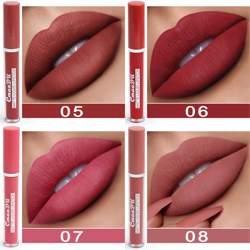 Women's Non-stick Cup Waterproof Matte Lipstick Long-Lasting Lip Care Pack-4