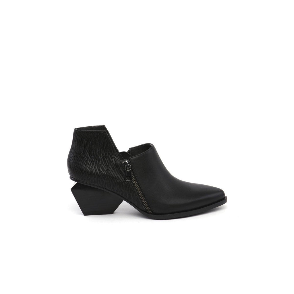 Block Heel Leather Ankle Boots-3