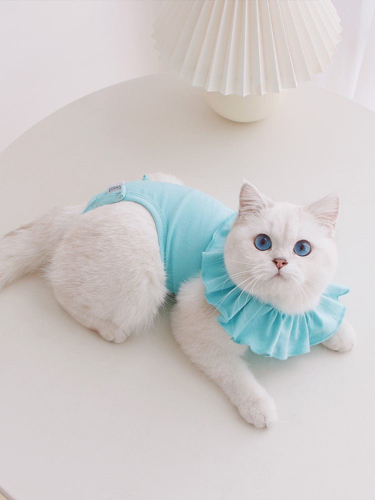 Breathable Cat Recovery Suit with Ruffle Collar-1