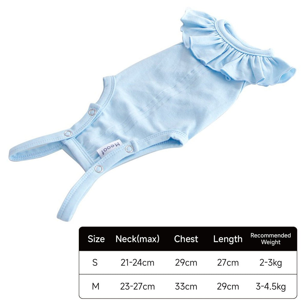 Breathable Cat Recovery Suit with Ruffle Collar-3