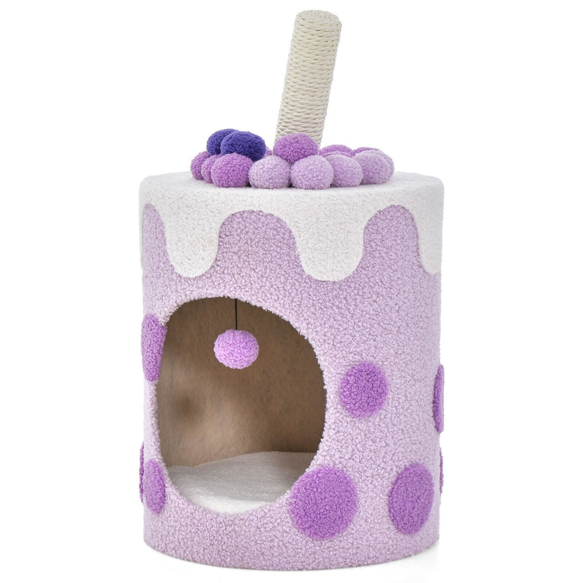 NNECW Bubble Tea Cat Tree Tower Cat Condo Furniture with Scratching Post-Purple-1