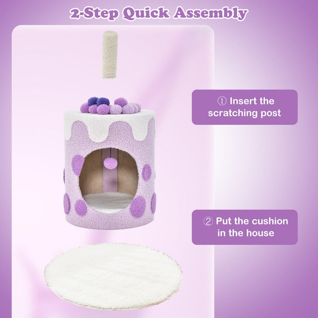NNECW Bubble Tea Cat Tree Tower Cat Condo Furniture with Scratching Post-Purple-4