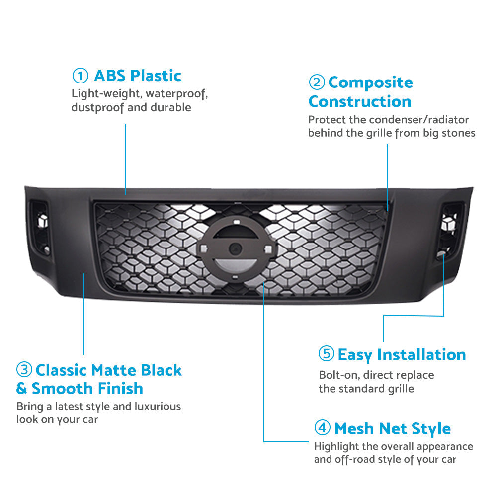 Front Grill Matte Black Bumper Bar Grille Suitable for Nissan Navara NP300 D23-1