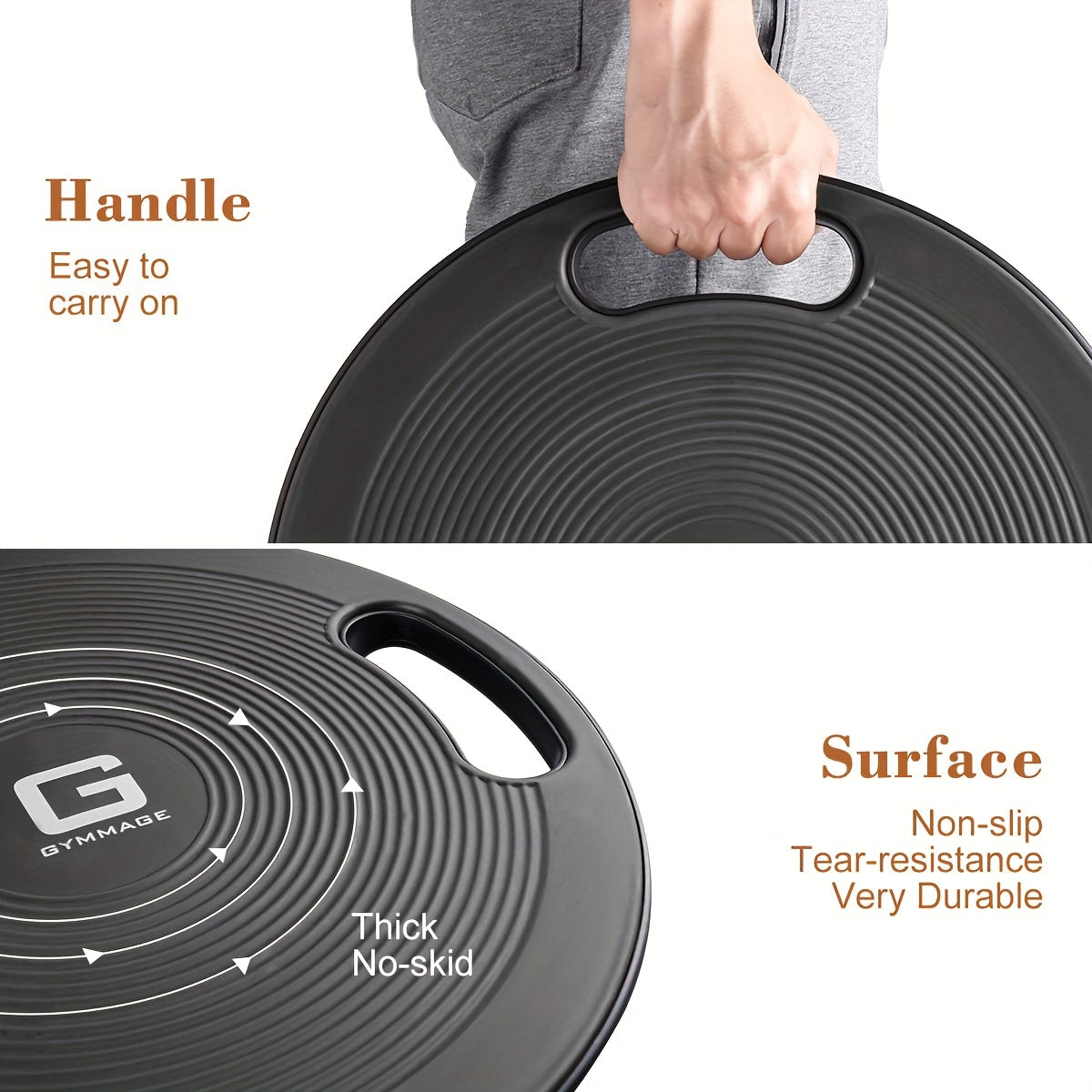 1pc Balance Board - Non-Slip Exercise Trainer(Black)-4