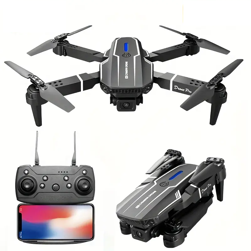E88 Quadcopter UAV Drone with Dual HD Cameras - Black (HD Dual Camera)-0
