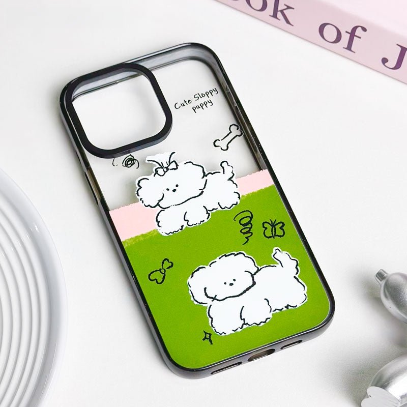 Casey Cute Sloppy Puppy Clear AG Matte Phone Case – Slim MagSafe Anti-Fingerprint TPU Protective Cover-1