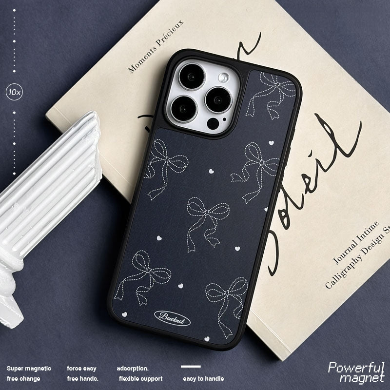 Casey Heart Bowknot Denim AG Matte Phone Case – Slim MagSafe Anti-Fingerprint TPU Protective Cover-2