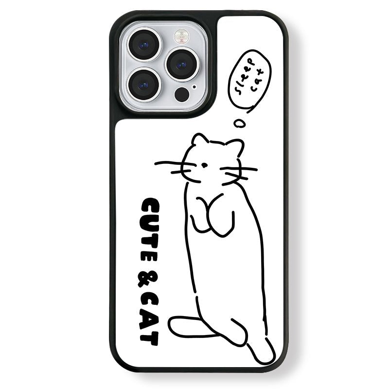 Casey Sleepy Cat Minimalist Line Art AG Matte Phone Case – Slim MagSafe Anti-Fingerprint TPU Protective Cover-0