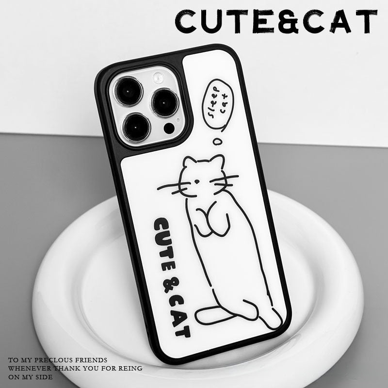 Casey Sleepy Cat Minimalist Line Art AG Matte Phone Case – Slim MagSafe Anti-Fingerprint TPU Protective Cover-1