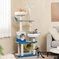 NNECW Multi-level Ocean-themed Cat Tree with Sisal Covered Scratching Posts-0