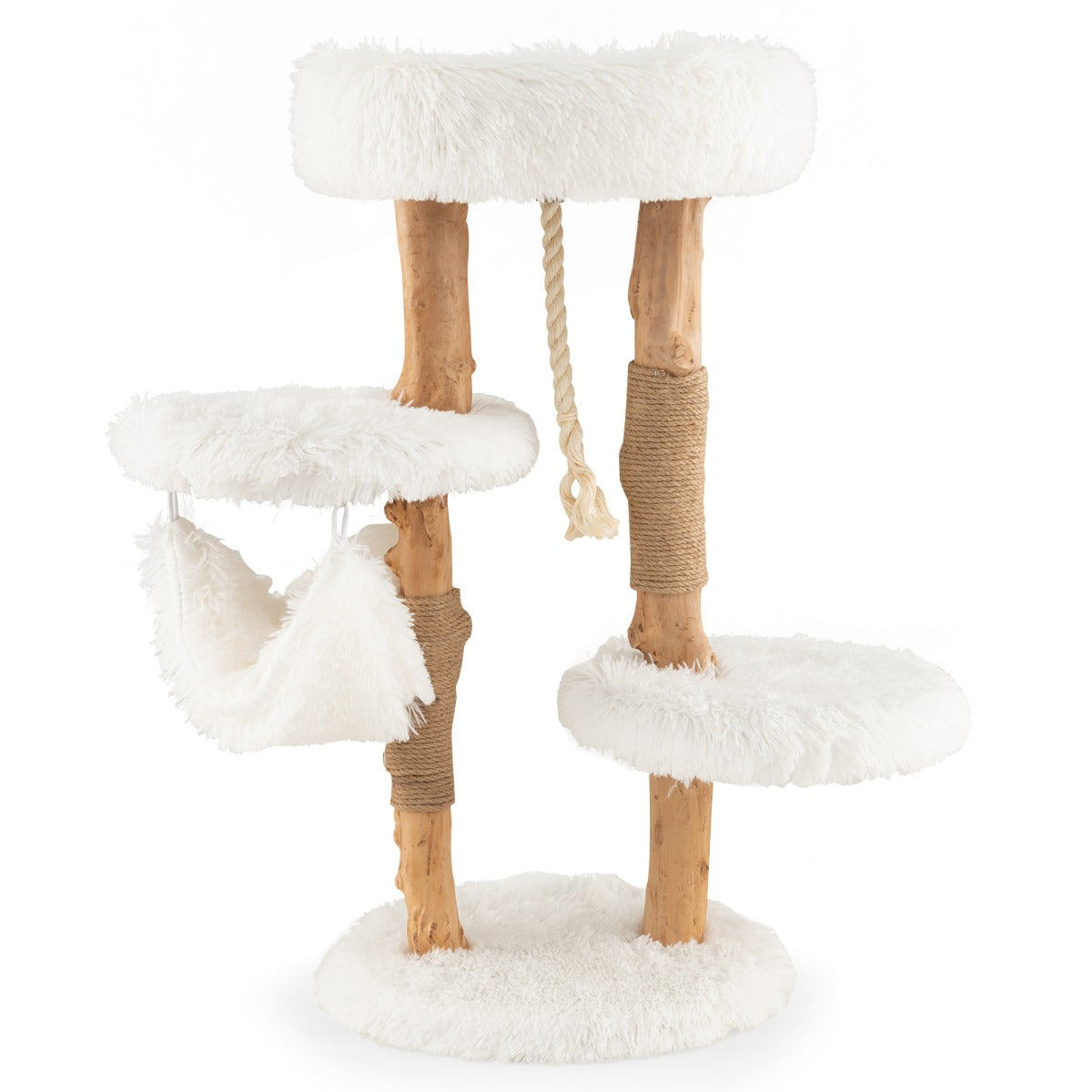 NNECW 87 CM Tall Wooden Cat Tree with Jute Scratching Posts for Pet-1