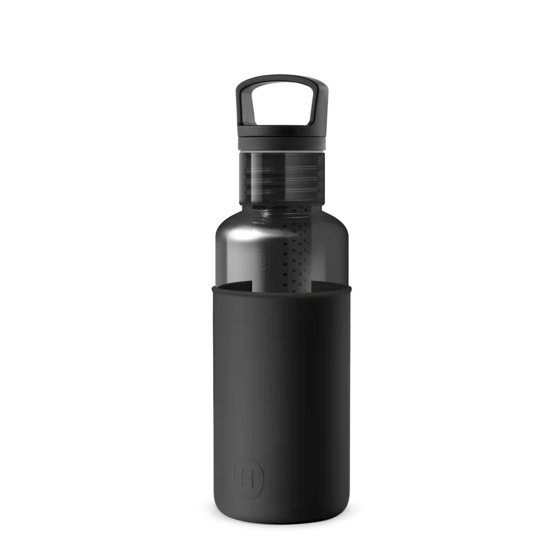 Clear Reusable Water Bottles With Infuser - Charcoal 20 oz-0