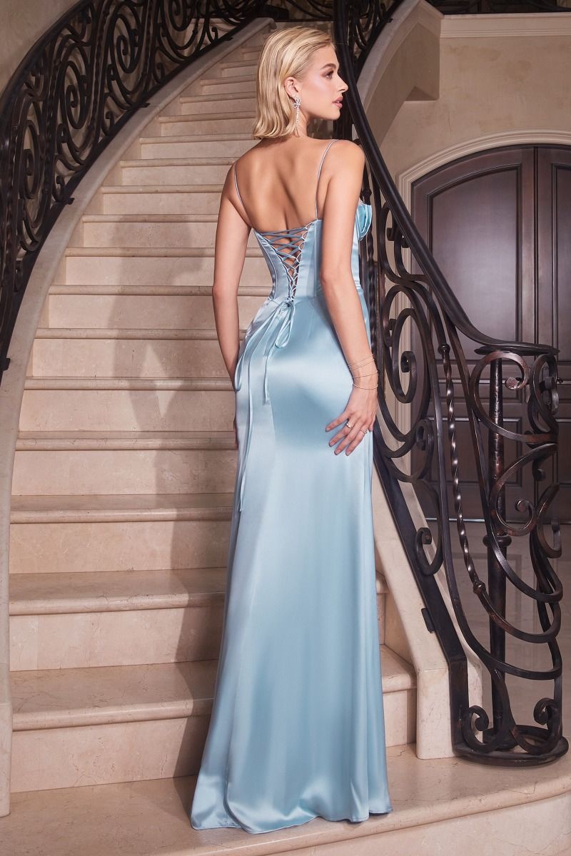 EMBELLISHED SATIN CORSET DRESS CDCD306