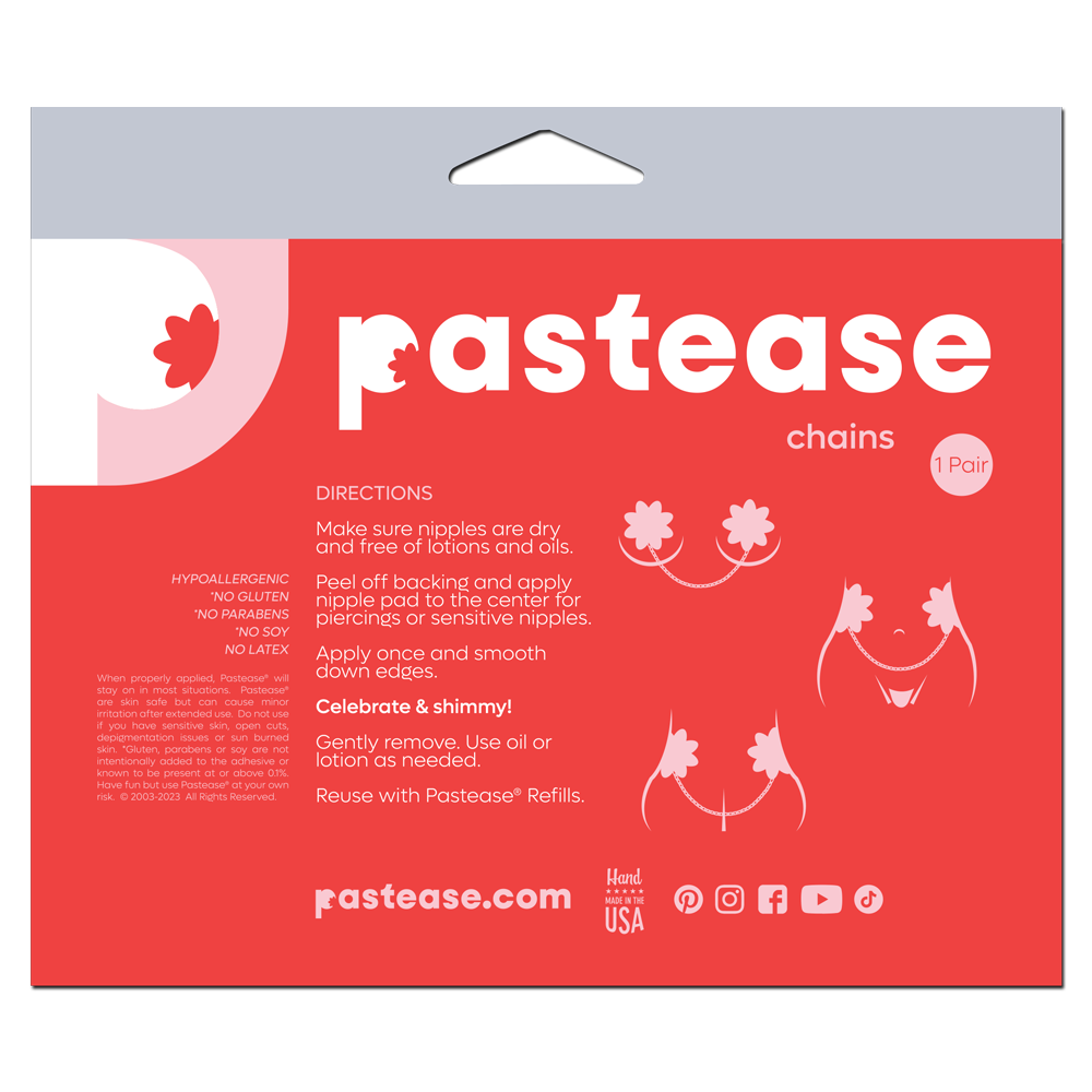 5-Pack: Chains: Gold Shattered Disco Ball Heart with Gold Chains Nipple Pasties by Pastease® o/s-2