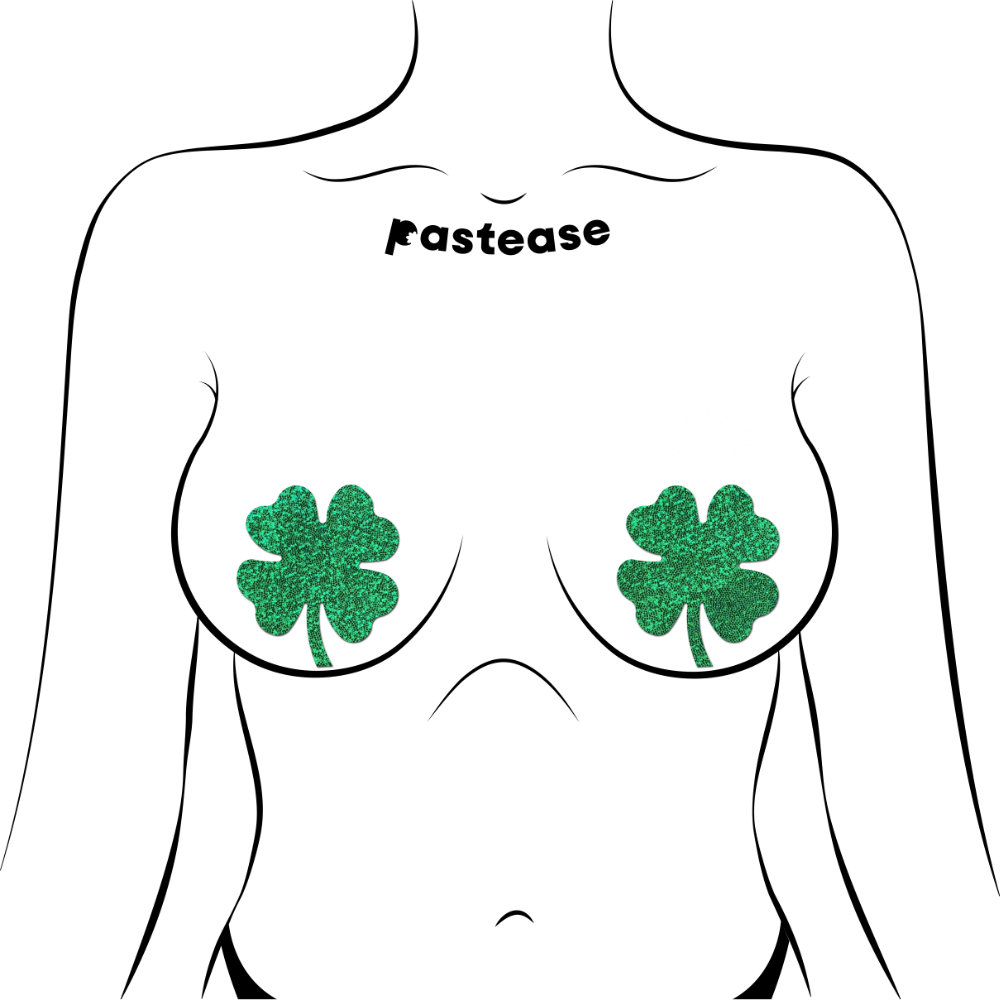 5-Pack: Four Leaf Clover: Glittering Green Shamrocks Nipple Pasties by Pastease® o/s-2