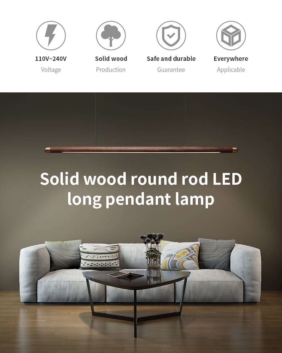Contemporary Solid Wood and Brass Pendant Light-2