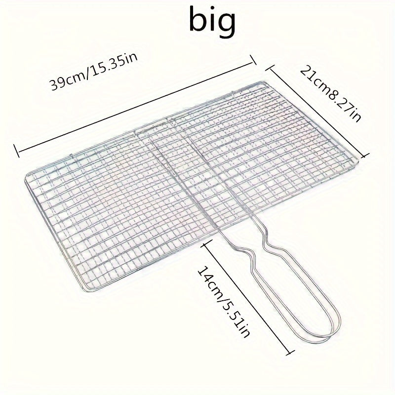BBQ Grill Basket Stainless Steel Fish & Meat Grill-3