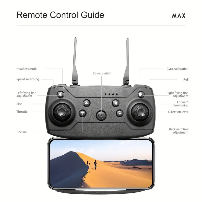 E88 Quadcopter UAV Drone with Dual HD Cameras - Black (HD Dual Camera)-2