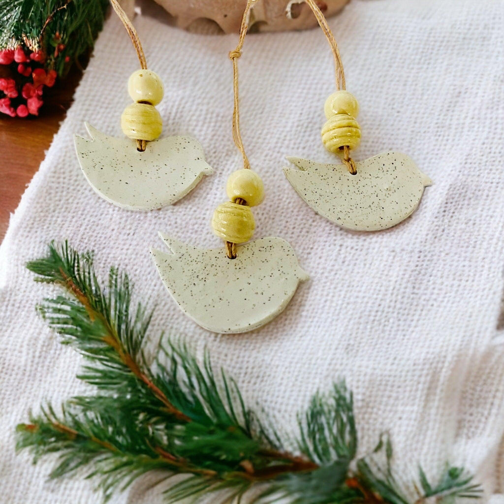 Dove Christmas Ornament Handmade from Clay & Nova Scotia Beach Sand-0
