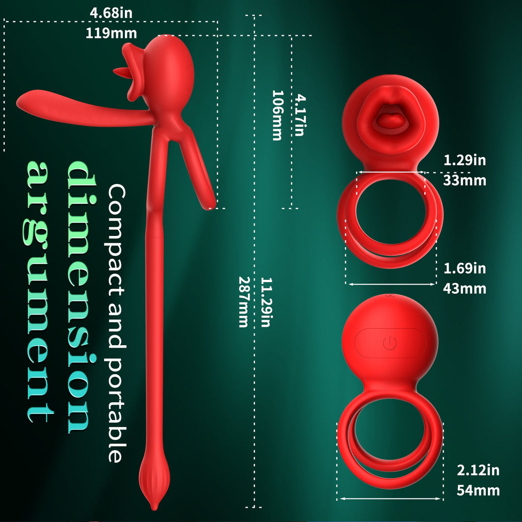 Dragon Tongue 3-in-1 Licking & Vibrating Cock Ring App Controlled