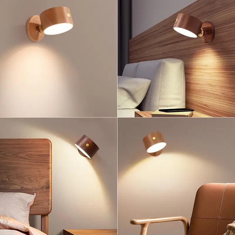 Wireless Sapele Wood Bedroom Reading Lamp in Sapele Wood color-2