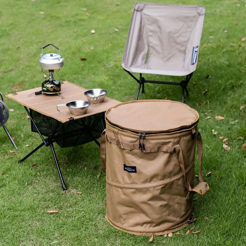 Khaki Portable Collapsible Rubbish Bin: Perfect for Outdoor Adventures-2