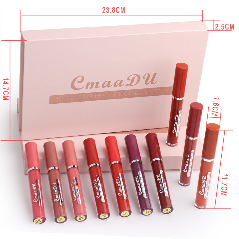 Women's Non-stick Cup Waterproof Matte Lipstick Long-Lasting Lip Care Pack-1