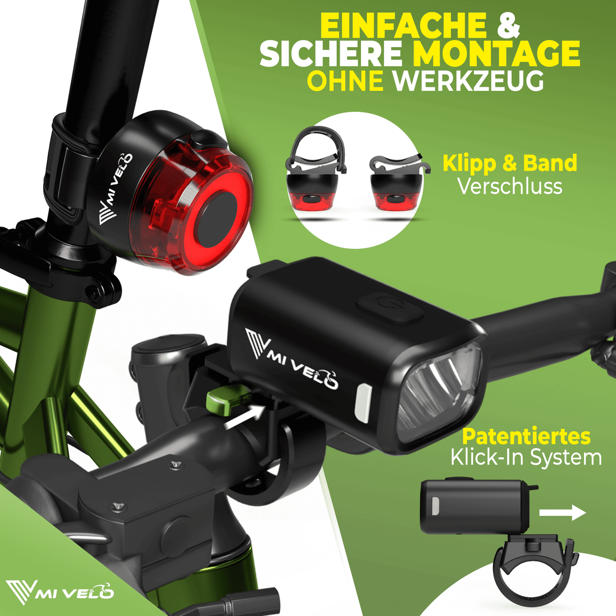 Mivelo Fahrradlampen Set SPARK PRO USB-4