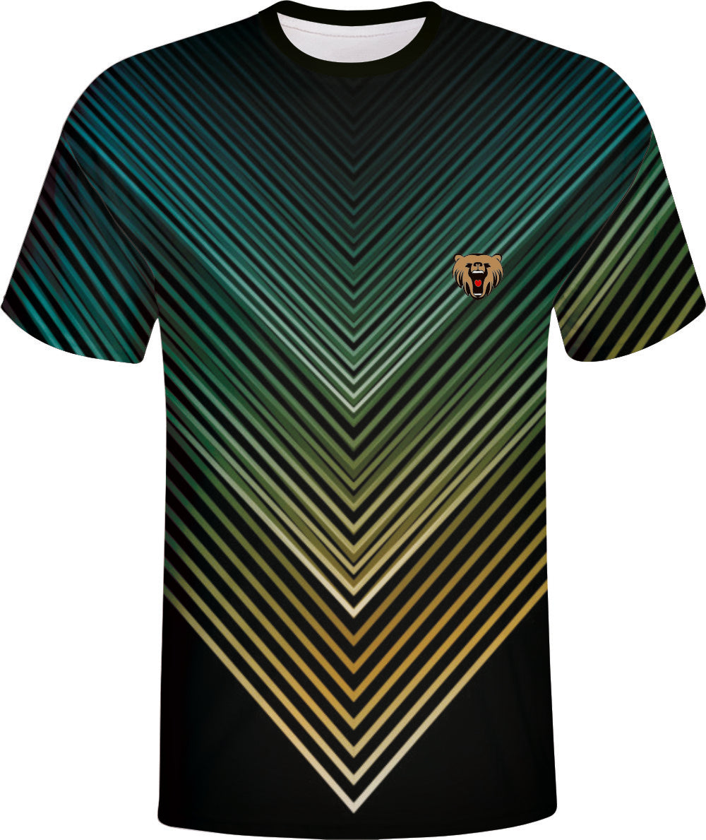 Green Gold V-Shaped Esports Jersey with Custom Name